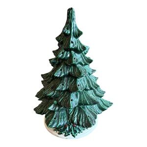 Ceramic Green Christmas Tree with base vintage
